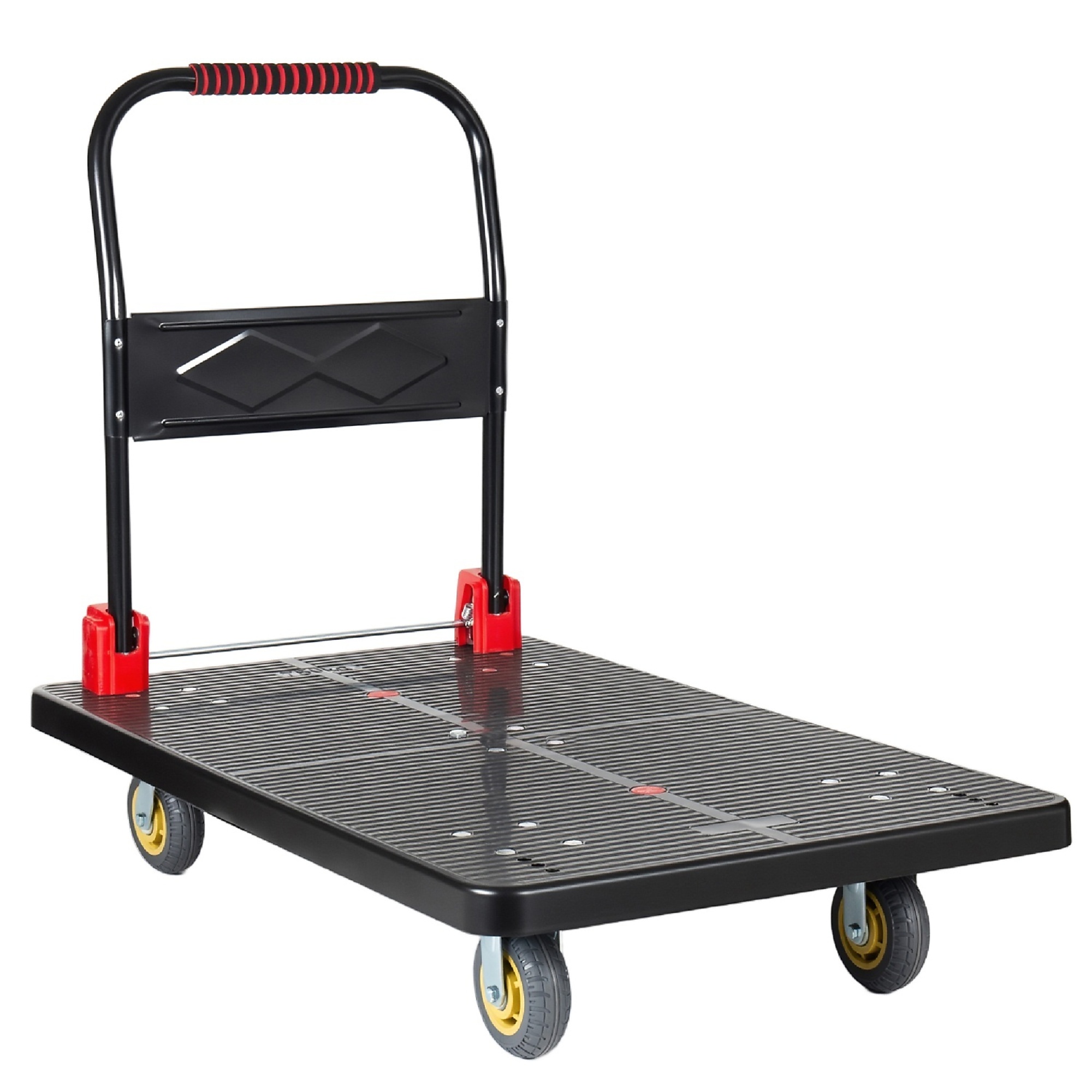 Foldable Platform Truck with 5'' TPR 360-Degree Silent Wheels and 5 Steel Load-Bearing Beams
